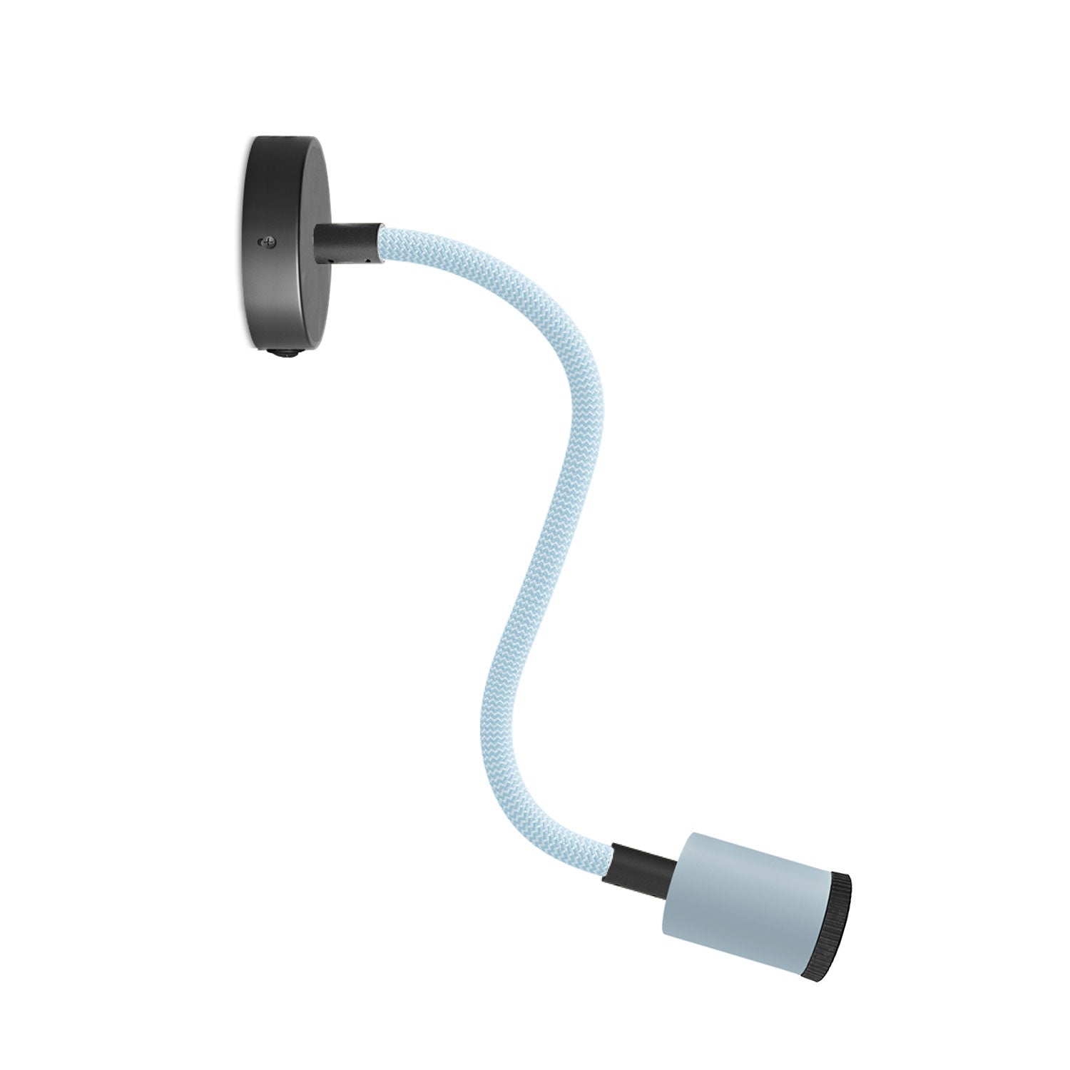 Lampada Fermaluce Flex 30 Pastel con mini rosone con interruttore e mini faretto GU1d0 - Blu carta da zucchero