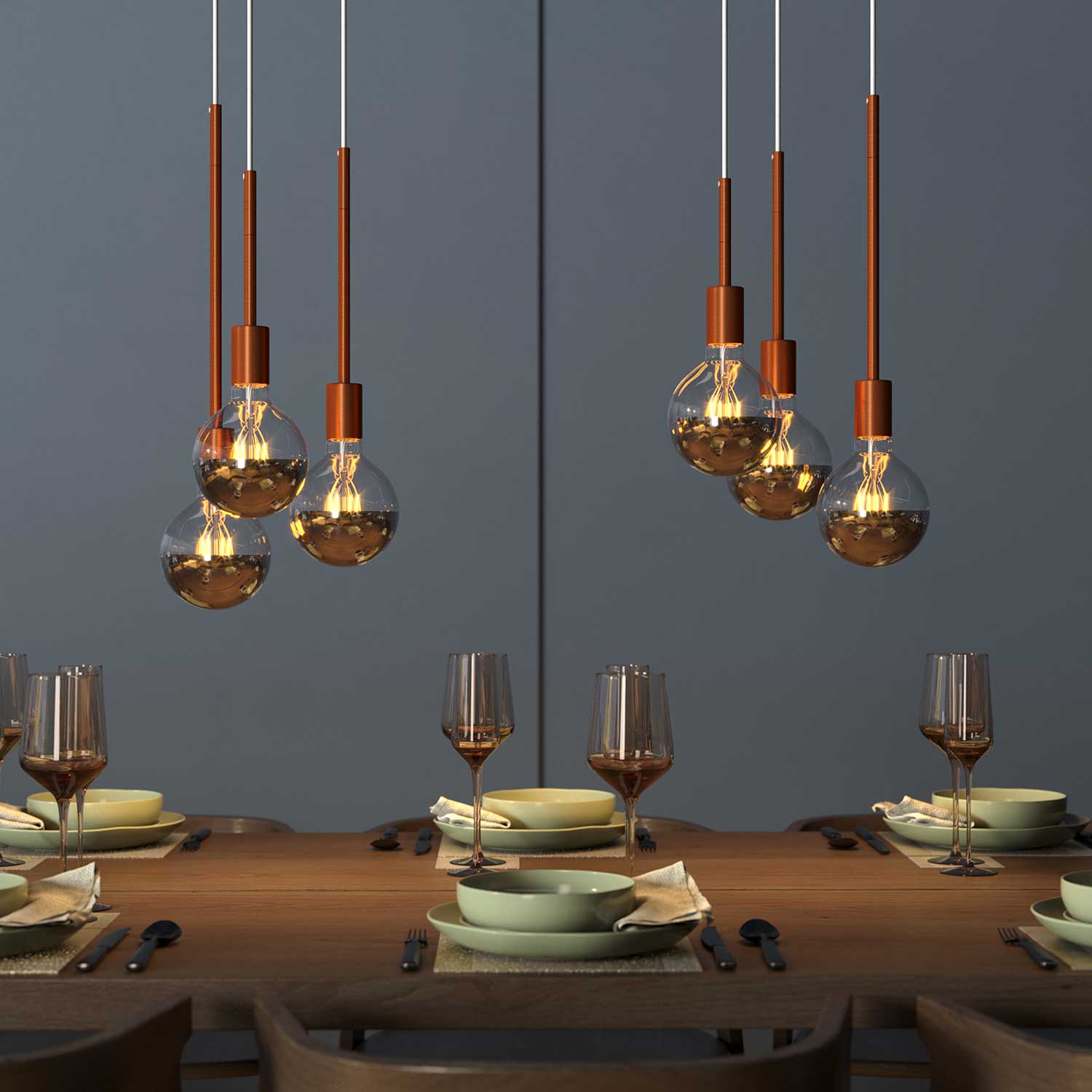 Tubo di estensione in metallo per lampade a sospensione o da tavolo - Rame satinato