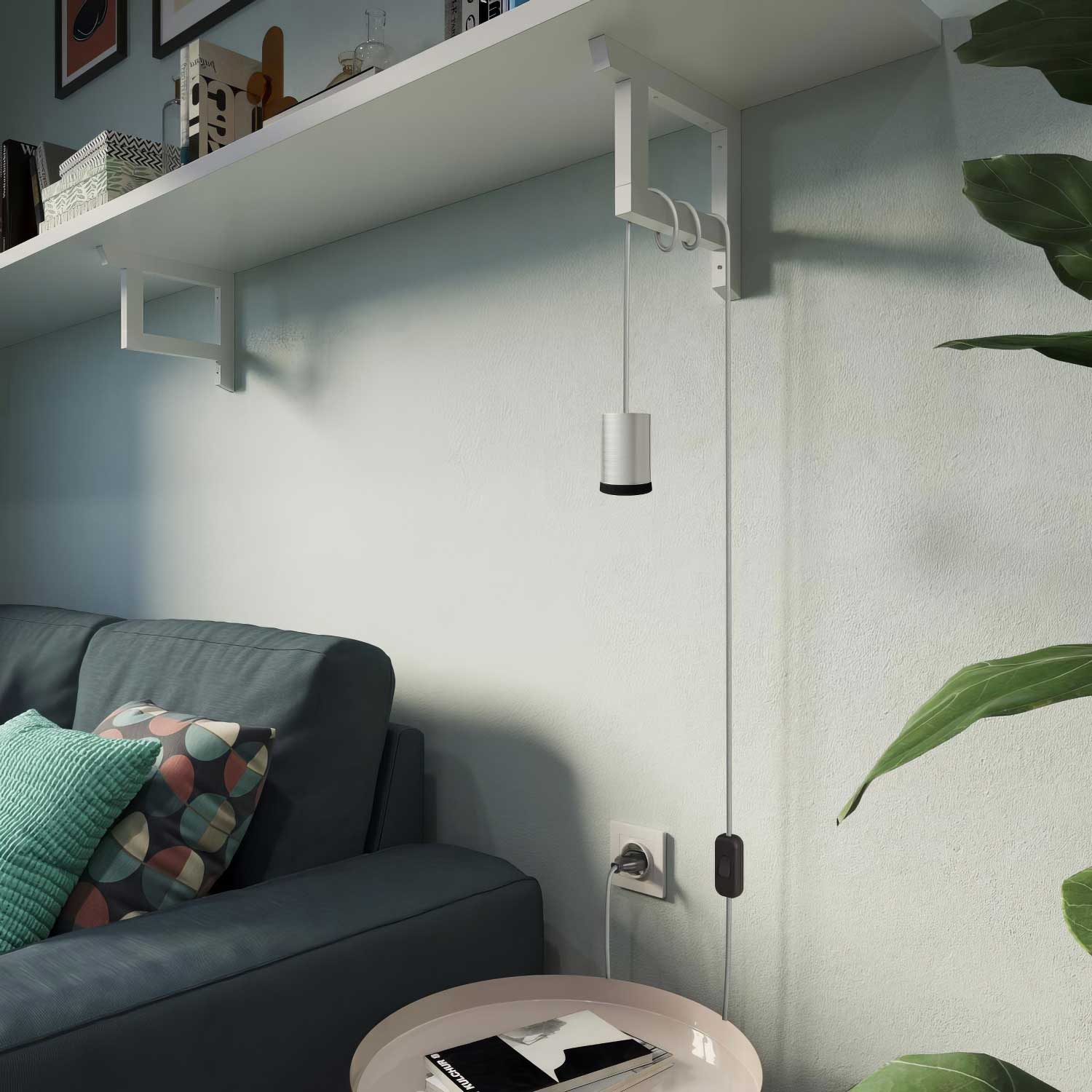 Lampada faretto Mini Spotlight GU1d0 con cablaggio SnakeBis - Titanio satinato