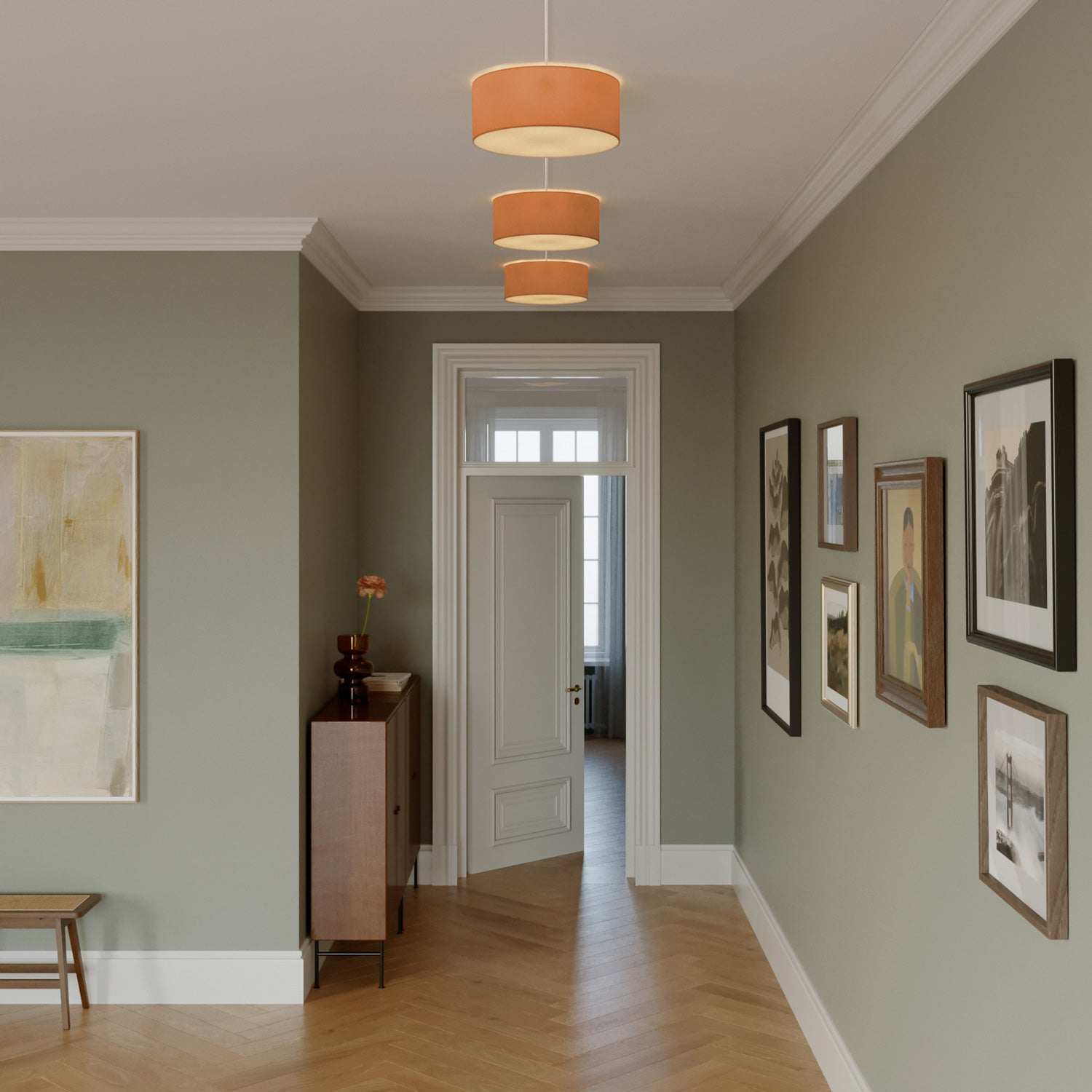 Plafoniera in tessuto Small Cinette aragosta - Made in Italy