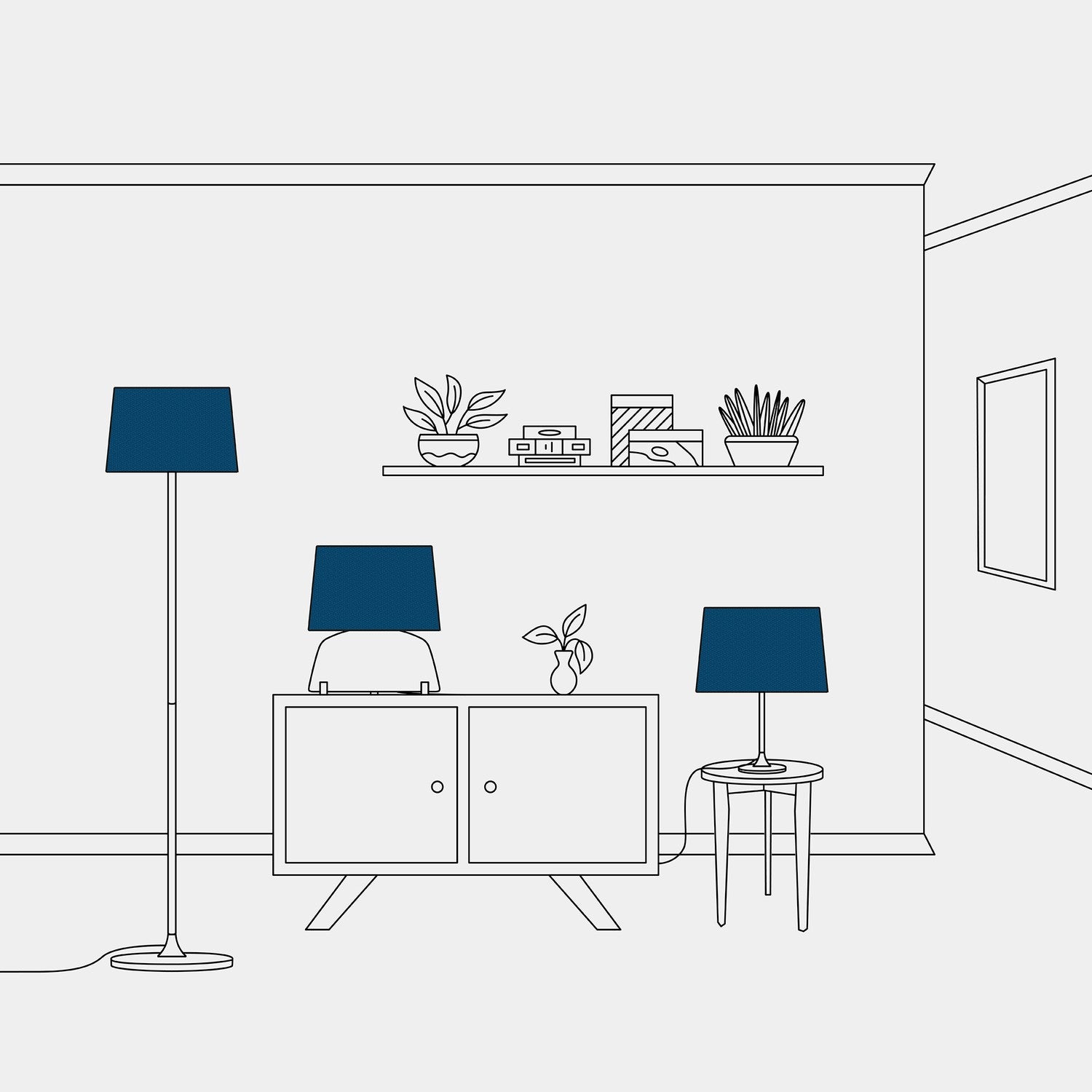 Paralume Athena con attacco E27 per lampada da tavolo o da terra - Made in Italy - Lana Blu