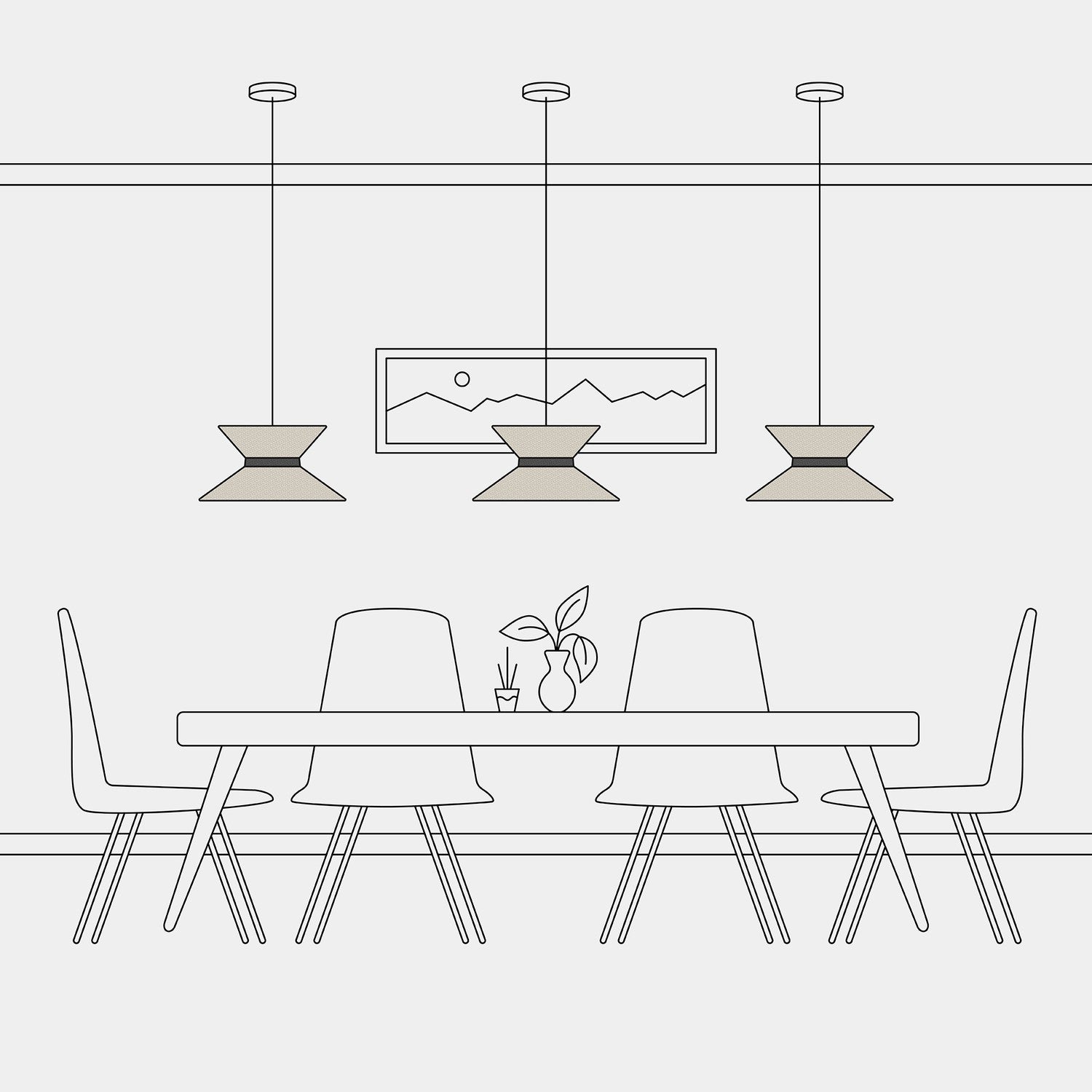 Paralume in tessuto Clessidra per lampada a sospensione - Lana Beige Lana grigio scuro