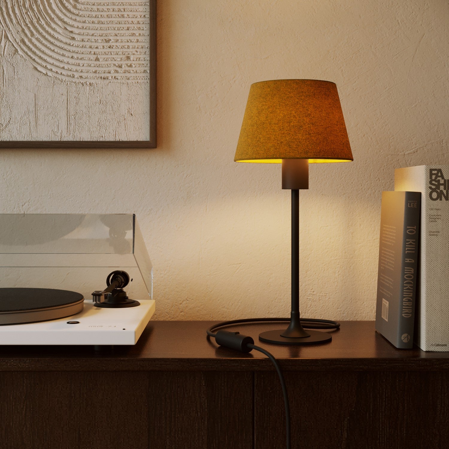 Paralume Impero S con attacco E27 per lampada da tavolo o applique - Made in Italy - Lana Senape