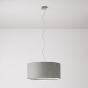 Lampada a sospensione con paralume in tessuto Cilindro Large - Made in Italy - Camelot Grigio No