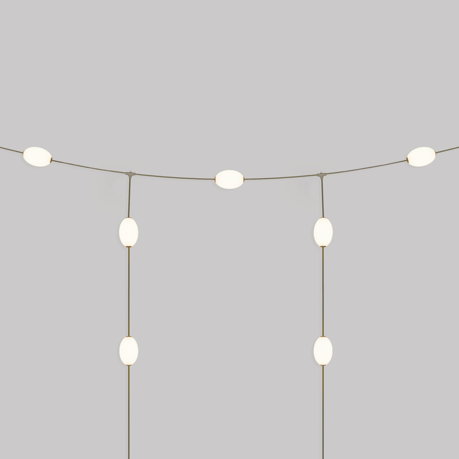 Catena luminosa reticolare 7 punti luce da esterno IP67 Verde oliva - Marina GRID