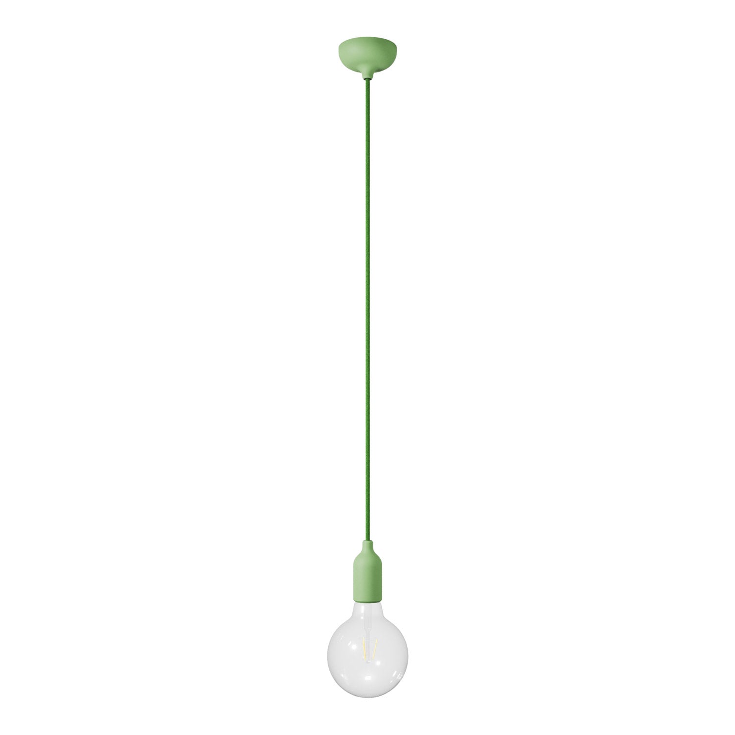 Lampada a sospensione colorata in silicone con cavo tessile - Verde prato