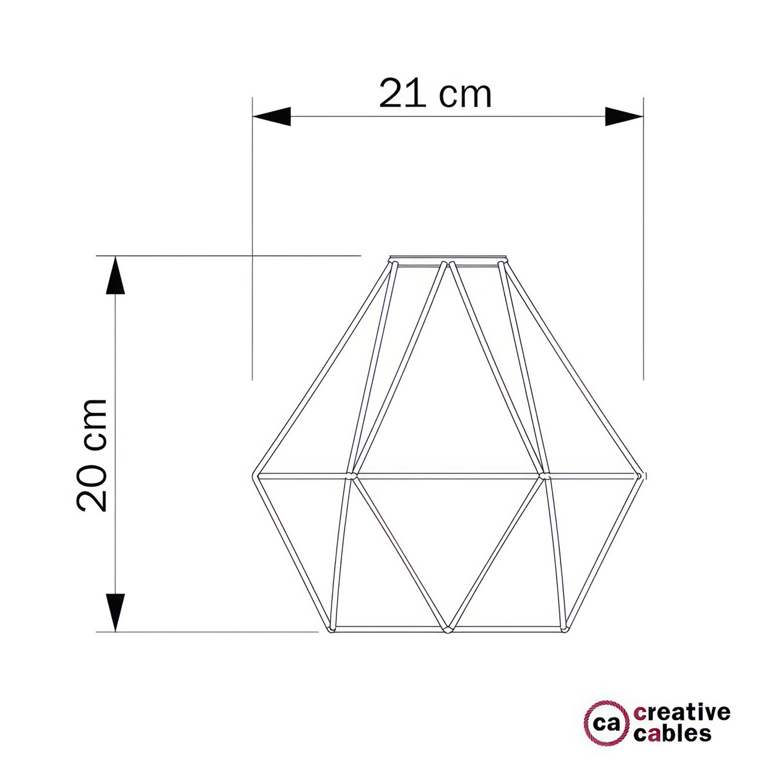Abajur Diamond em metal com grade de lâmpada descoberta com encaixe E27
