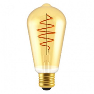 Lâmpada LED Edison ST64 Golden Linha Croissant com Filamento em Espiral 5W E27 Dimável 2000K 