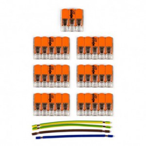 Kit de conector WAGO compatível com cabo de 3 condutores para rosácea de teto de seis furos