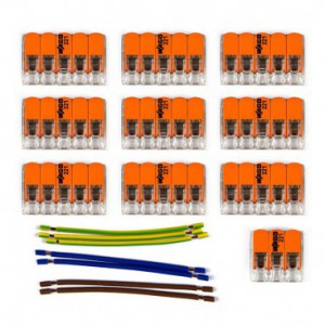 Kit de conectores WAGO compatível com cabo de 3 condutores para rosácea de teto de nove furos
