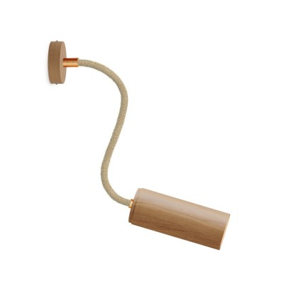 Fermaluce Flex 30 Candeeiro com mini rosácea de madeira e projetor com abajur Tub-E14