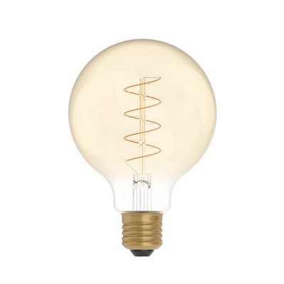 Lâmpada LED Dourada C06 Linha Carbono Filamento Curvo Espiral Globo G95 4W E27 Regulável 1800K