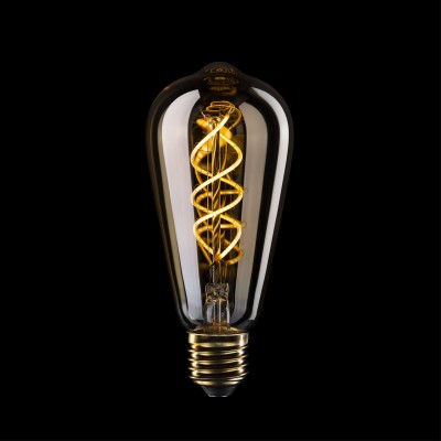 Lâmpada LED dourada B01 Coleção 5V Filamento Espiral Edison ST64 1,3W E27 Regulável 2500K
