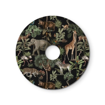 Mini abajur plano Ellepì com animais da selva 'Wildlife Whispers', 24 cm de diâmetro - Fabricado em Itália