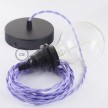 Candeeiro suspenso para Abajur, lâmpada suspensa com cabo têxtil de Seda Artificial Lilás TM07