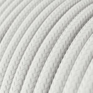 Cabo elétrico redondo com seda artificial aplicada cor de tecido sólida RM01 Branco