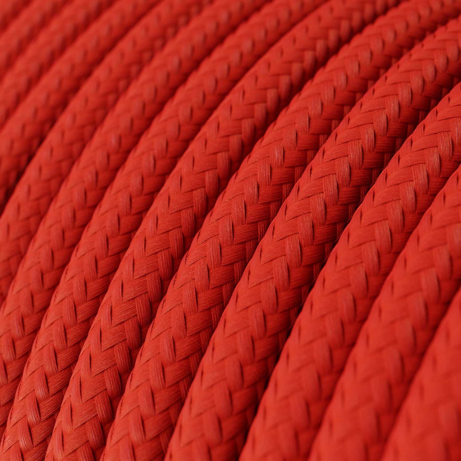 Cabo elétrico redondo com seda artificial aplicada cor de tecido sólida RM09 Vermelho