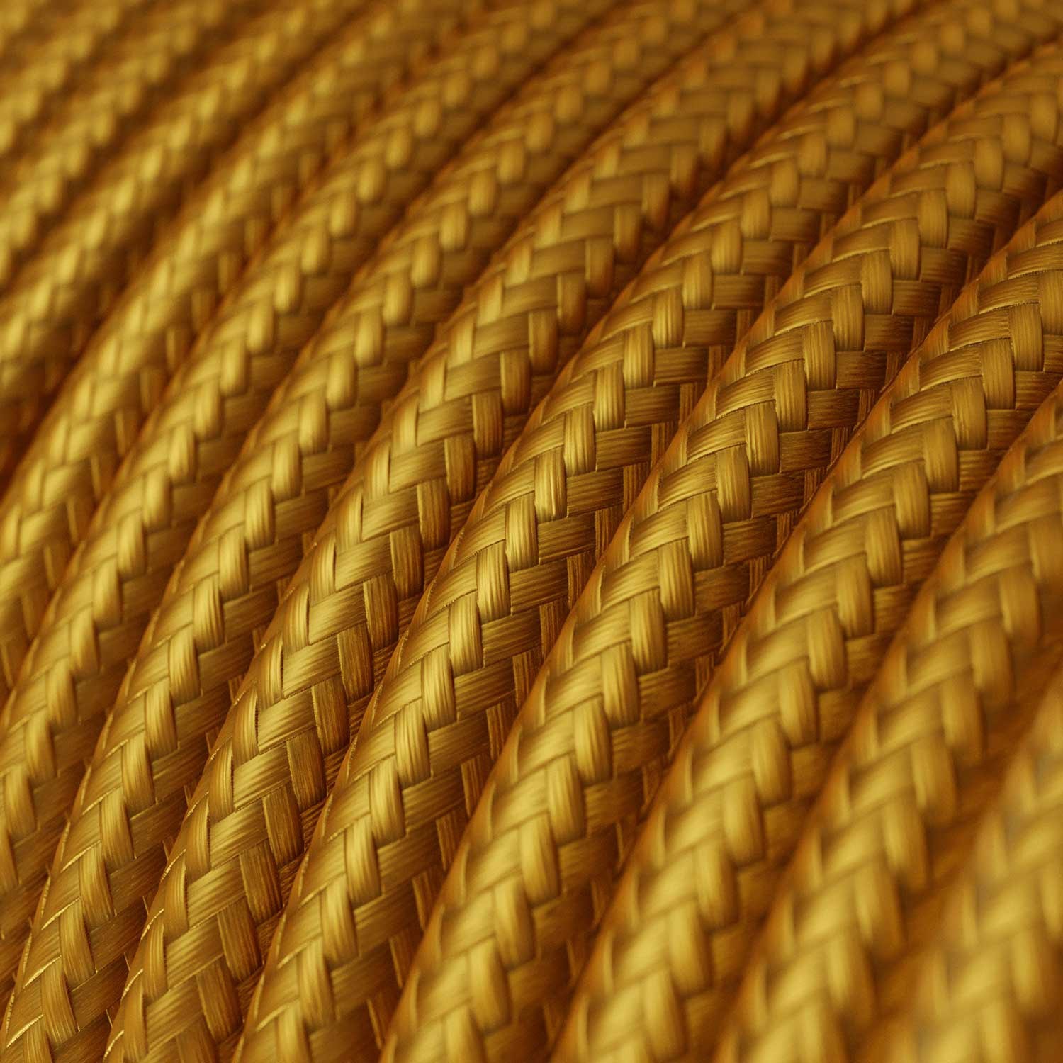 Cabo elétrico redondo com seda artificial aplicada cor de tecido sólida RM05 Dourado