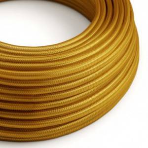 Cabo elétrico redondo com seda artificial aplicada cor de tecido sólida RM05 Dourado