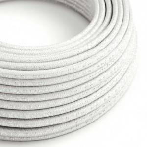 cabo elétrico redondo brilhante com seda artificial aplicada cor de tecido sólida RL01 Branco
