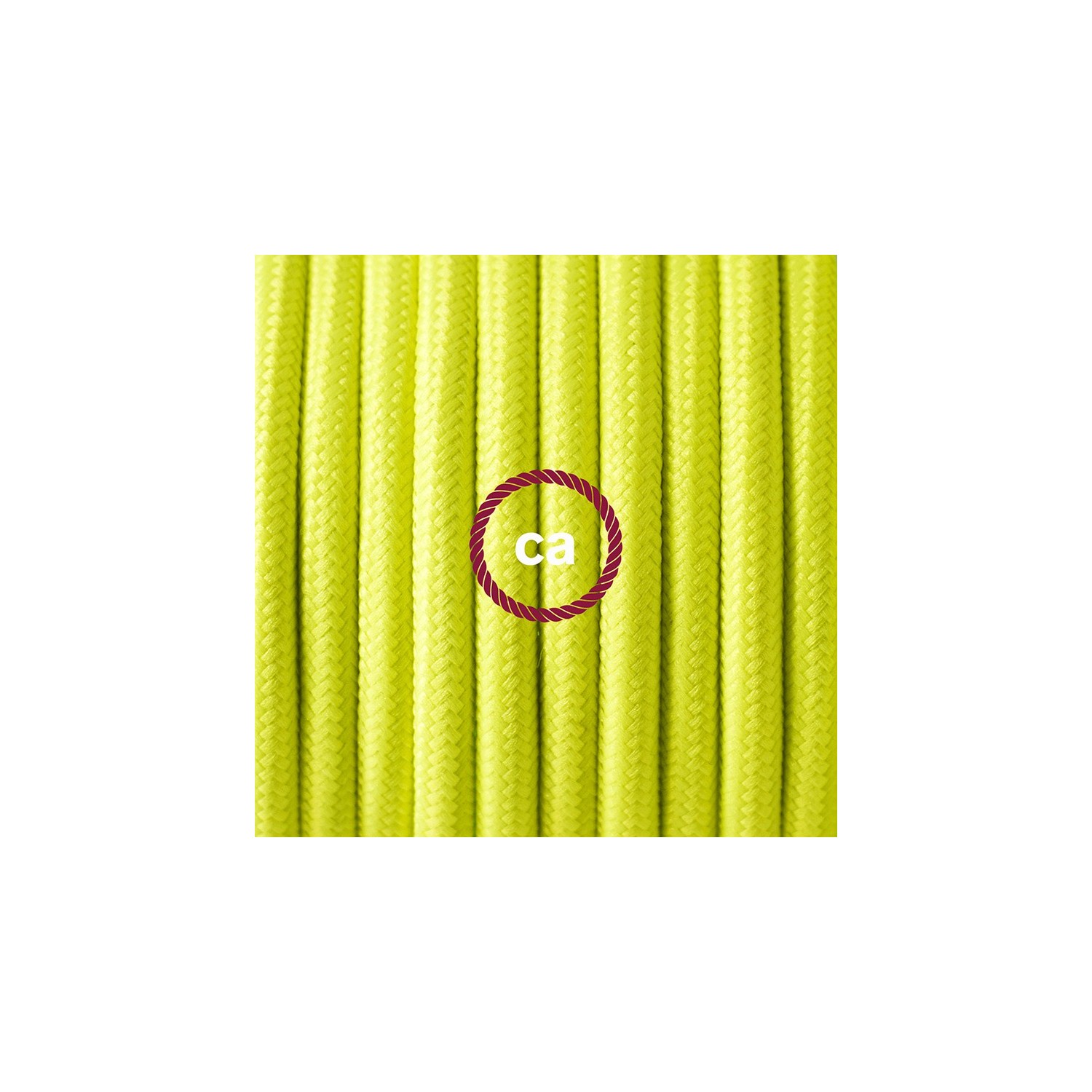 Cabo para candeeiro de mesa, RF10 Amarelo Neon Seda Artificial 1,80 m. Escolha a cor da ficha e do interruptor.