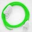 Cabo para candeeiro de mesa, RF06 Verde Neon Seda Artificial 1,80 m. Escolha a cor da ficha e do interruptor.
