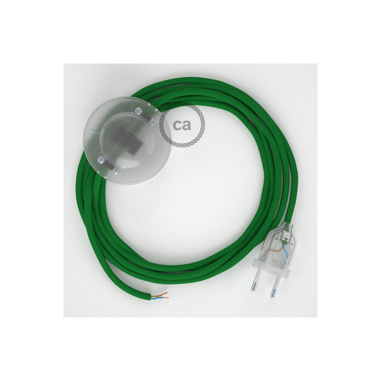Cabo para candeeiro de chão, RM06 Verde Seda Artificial 3 m. Escolha a cor da ficha e do interruptor.
