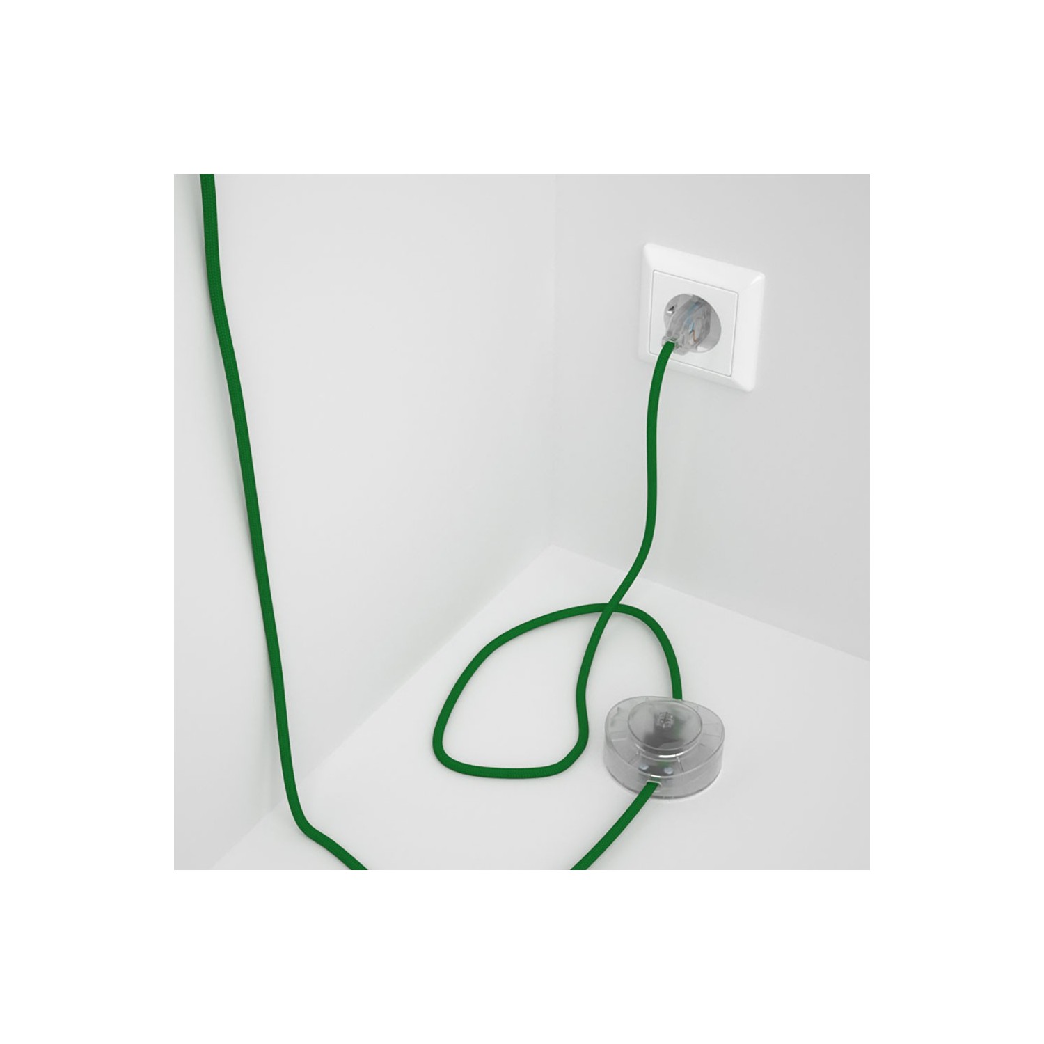 Cabo para candeeiro de chão, RM06 Verde Seda Artificial 3 m. Escolha a cor da ficha e do interruptor.