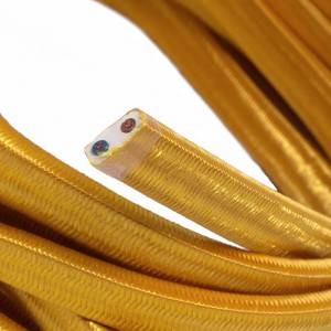 Cabo elétrico para cordão de luzes, coberto por tecido Seda Dourado CM05