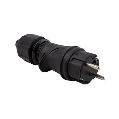 Ficha Schuko Preta 16A 250V IP44 para exterior - Compatível com Sistema Modulair - Preto
