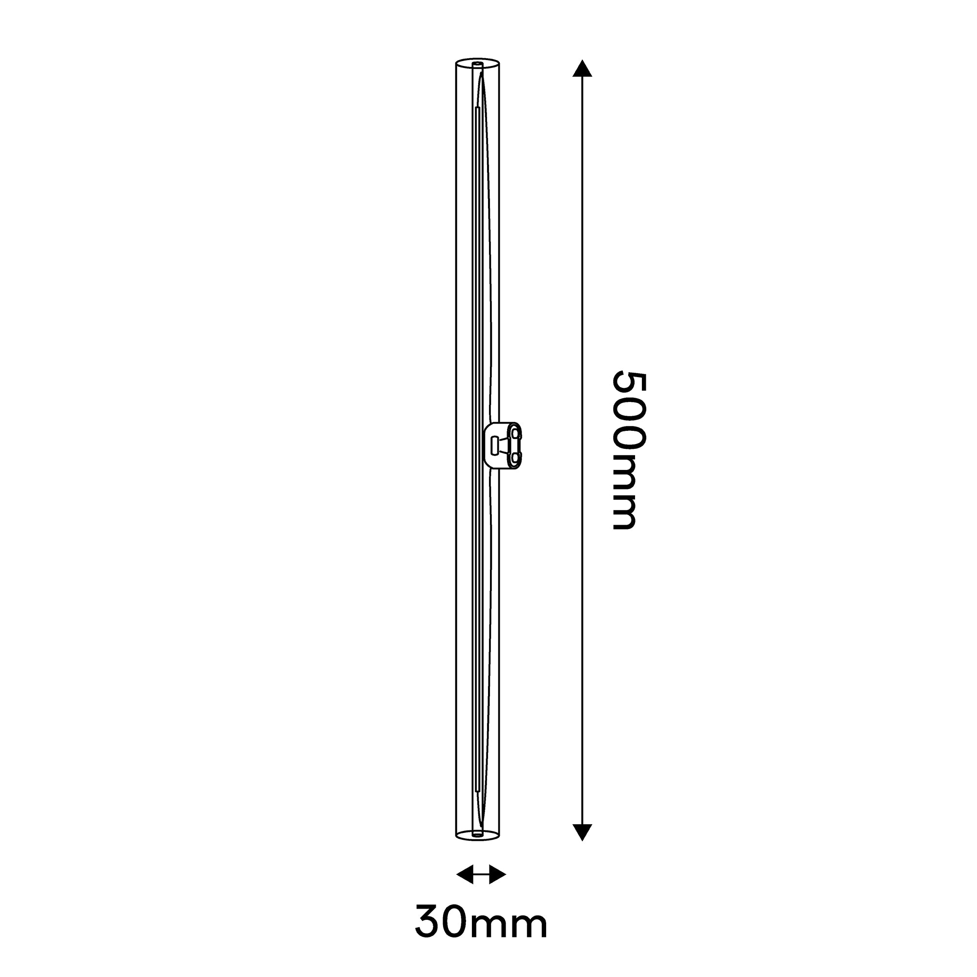 Lâmpada LED Transparente CRI 90 Linear S14d - comprimento 500 mm 7W 620Lm 2700K Regulável - S02