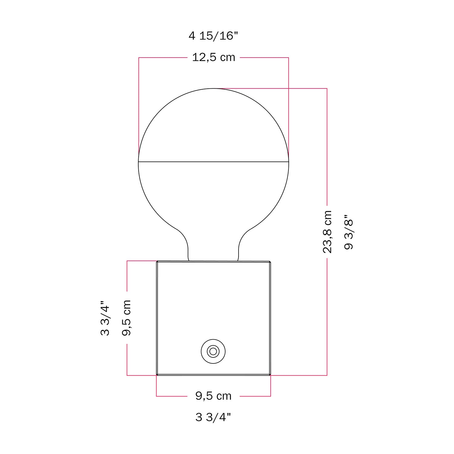 Lampada a batteria Cabless03 "Futur" con lampadina globo mezza sfera argento - Futur Festival