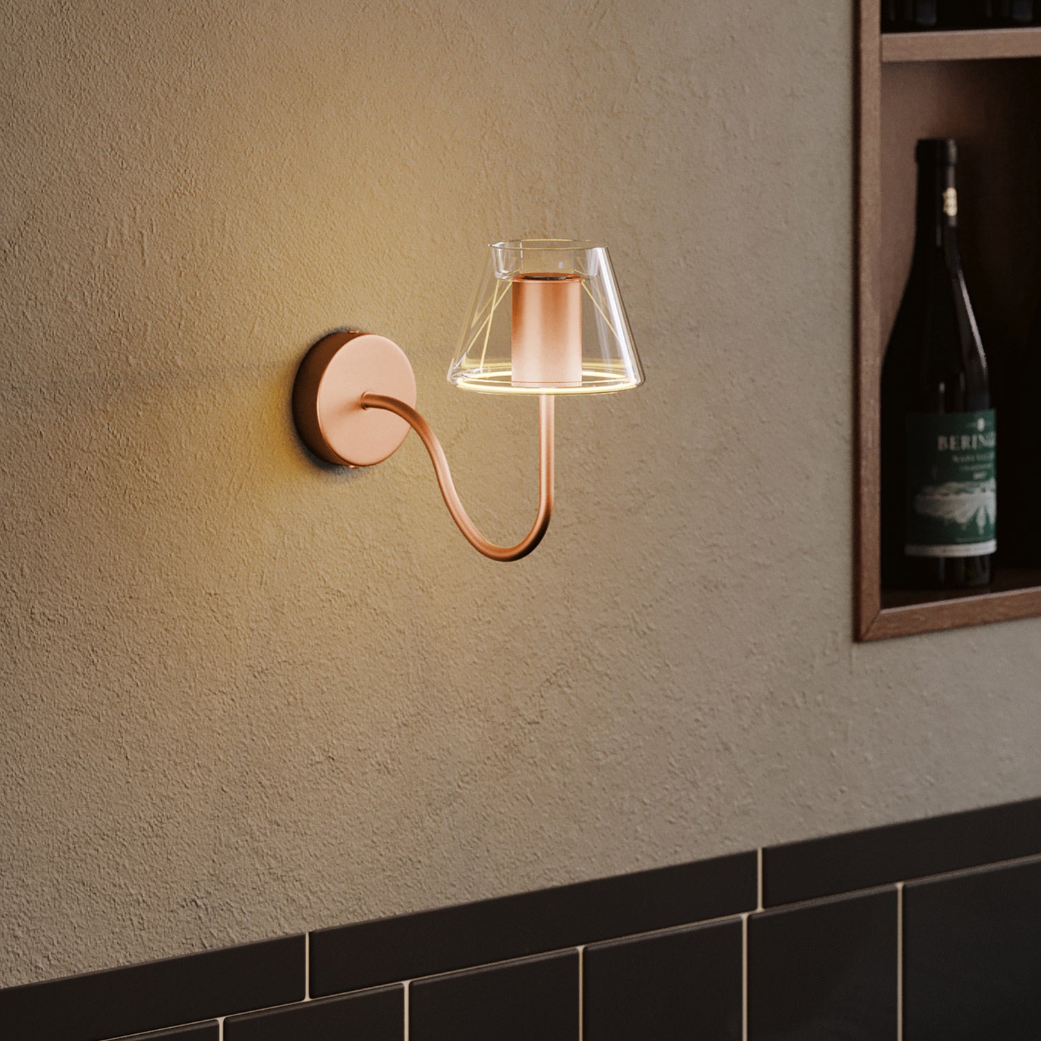 Tubo curvo de extensão em S para lâmpada, 16,5 cm em metal - Cobre acetinado