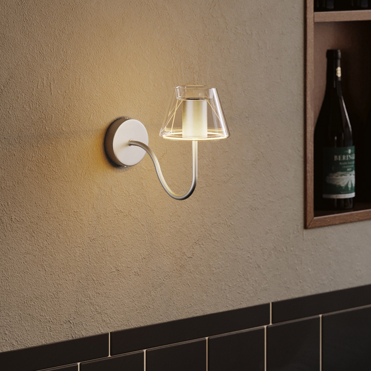 Tubo curvo de extensão em S para luminária, 16,5 cm em metal - Titânio acetinado