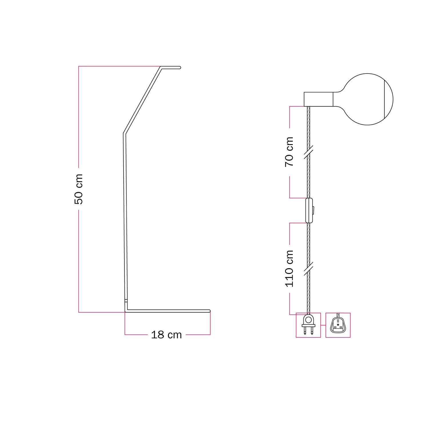 Koso Lucia - Lampada da tavolo con spina UK - Grigio