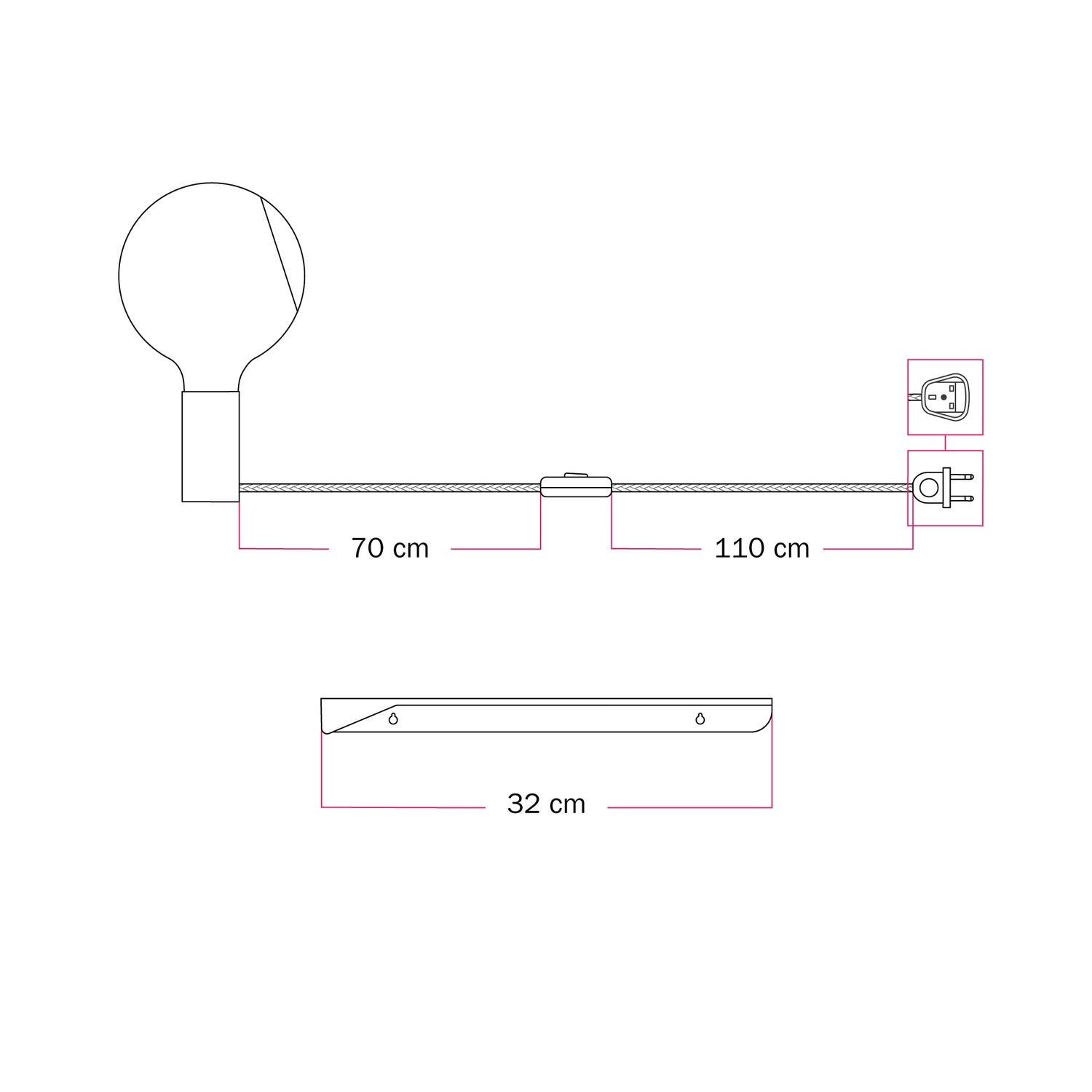 Combo Camo - Lampada con mensola - Rosso