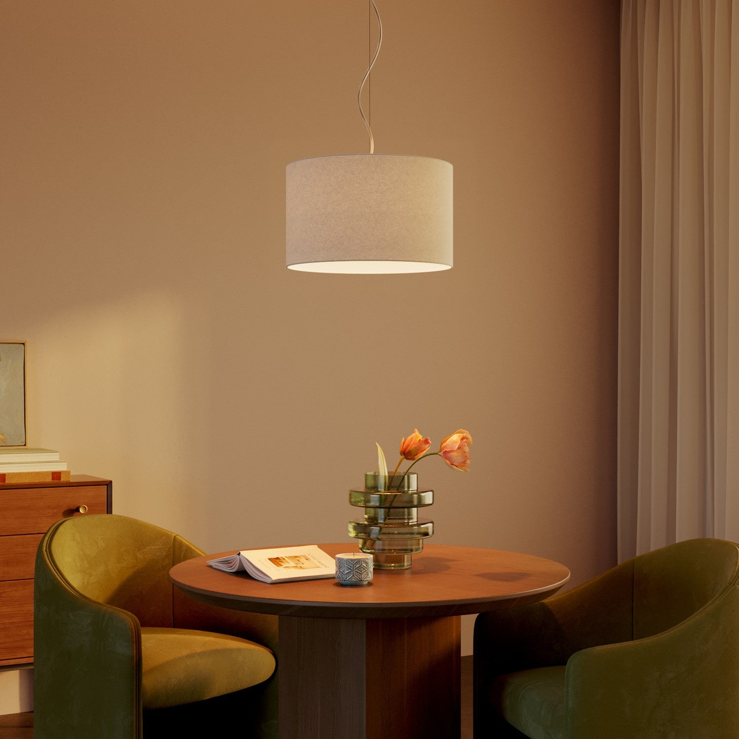 Paralume Cilindro L in tessuto con attacco E27 - Made in Italy - Lana Sabbia