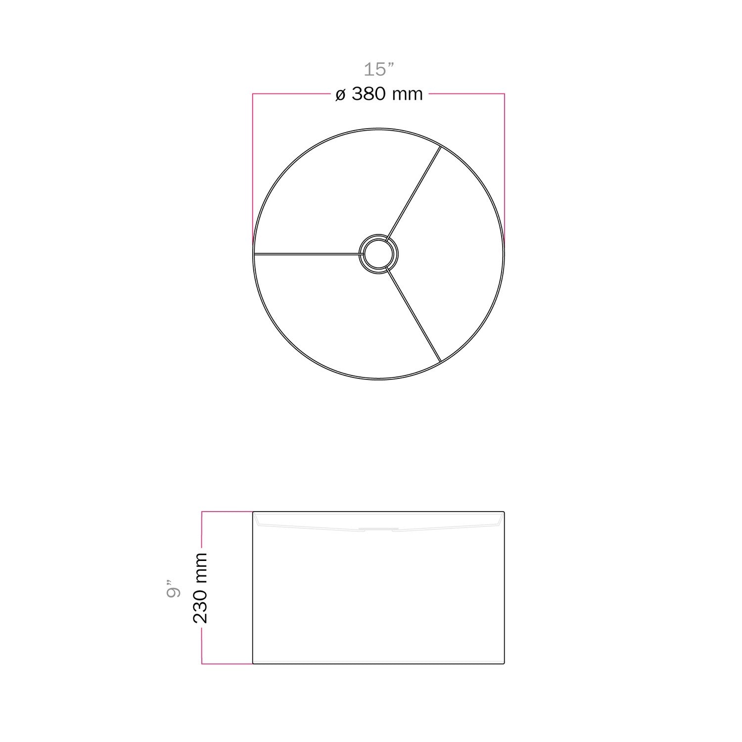 Paralume Cilindro L in tessuto con attacco E27 - Made in Italy - Teletta Antracite