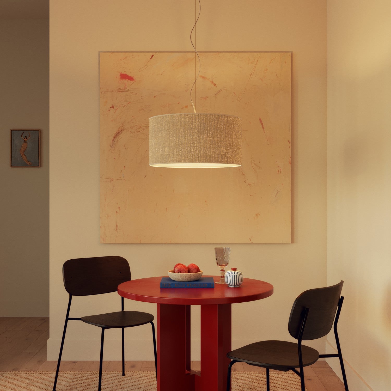 Paralume Cilindro XL in tessuto con attacco E27 - Made in Italy - Juta Chiara