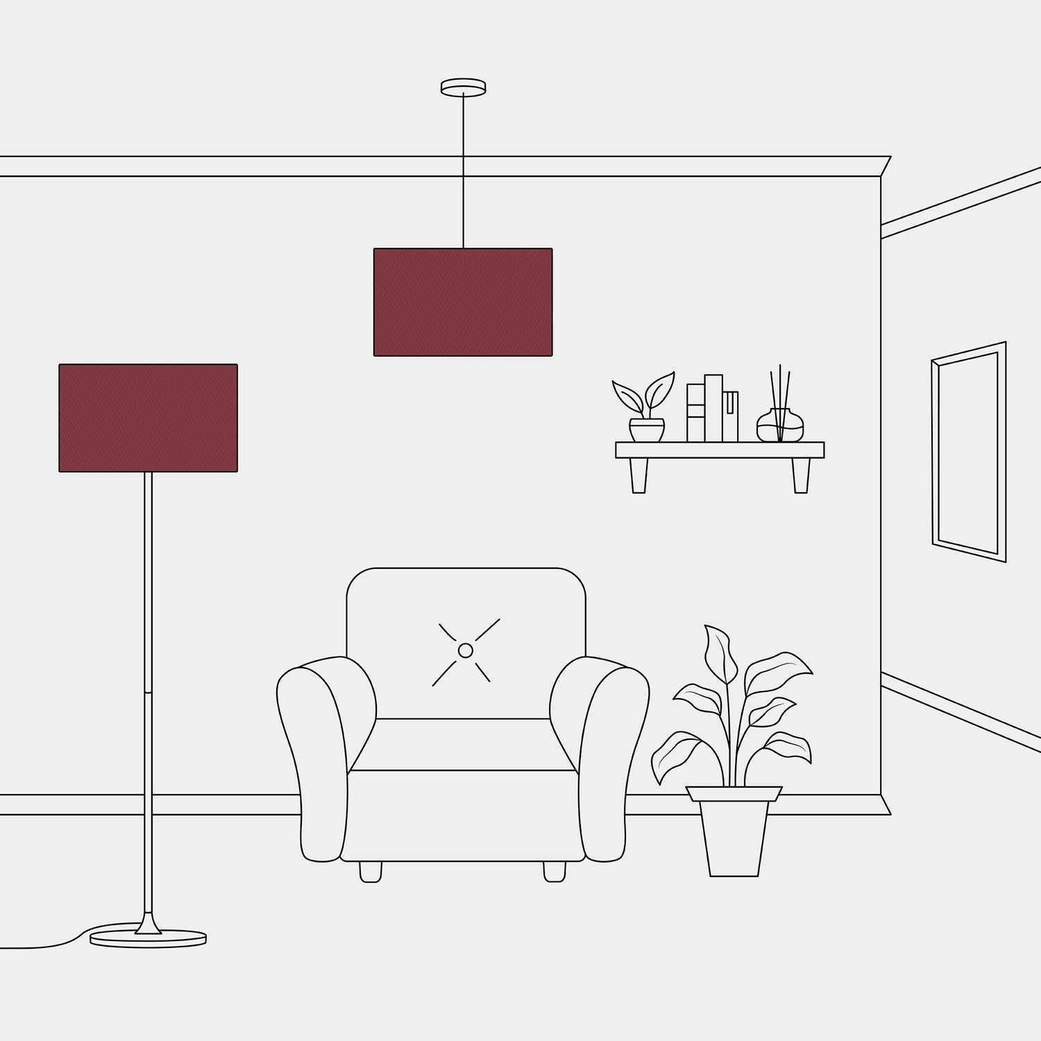 Paralume Cilindro XL in tessuto con attacco E27 - Made in Italy - Arenal Bordeaux