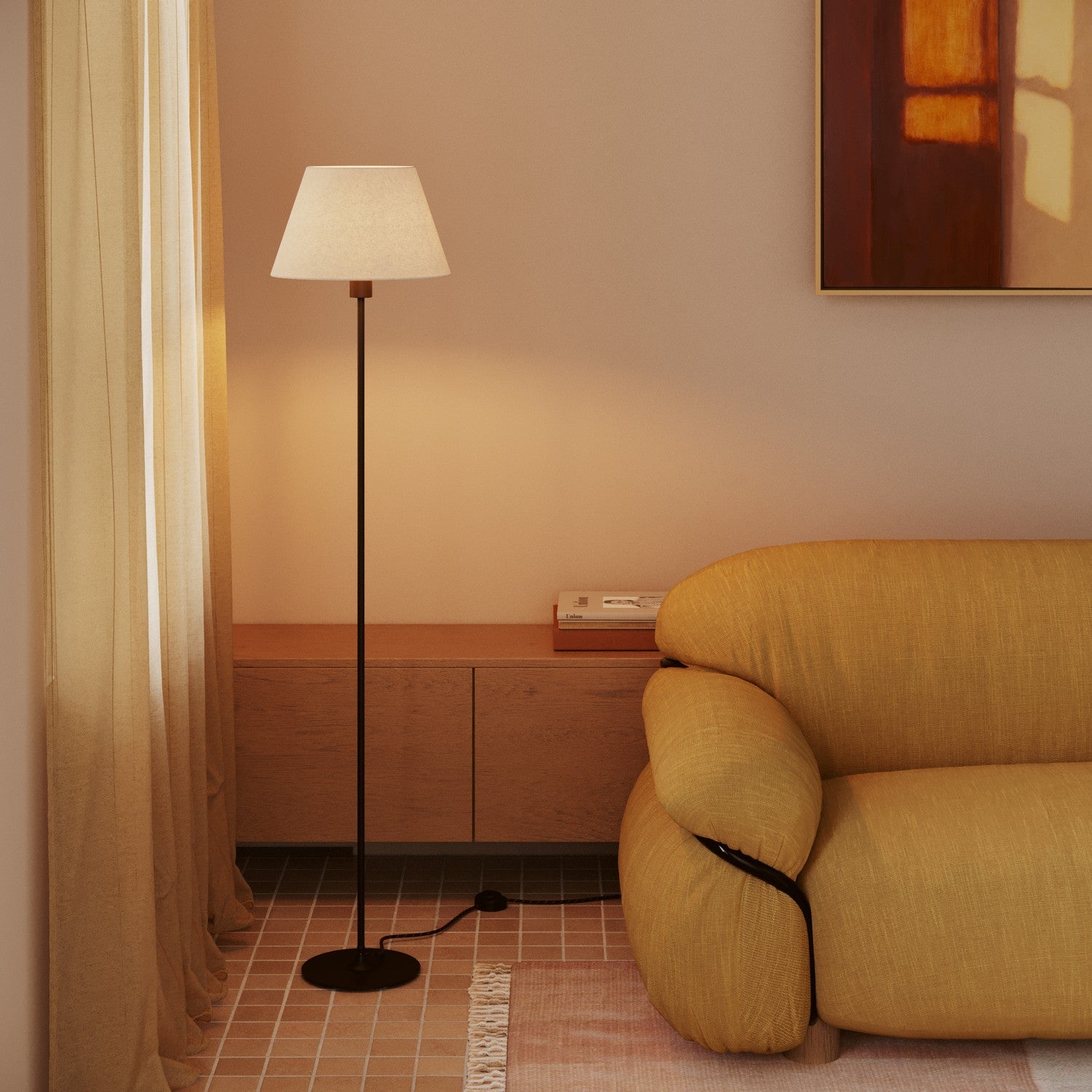 Paralume Impero M in tessuto per lampada da terra con attacco E27 - Made in Italy - Lana Sabbia