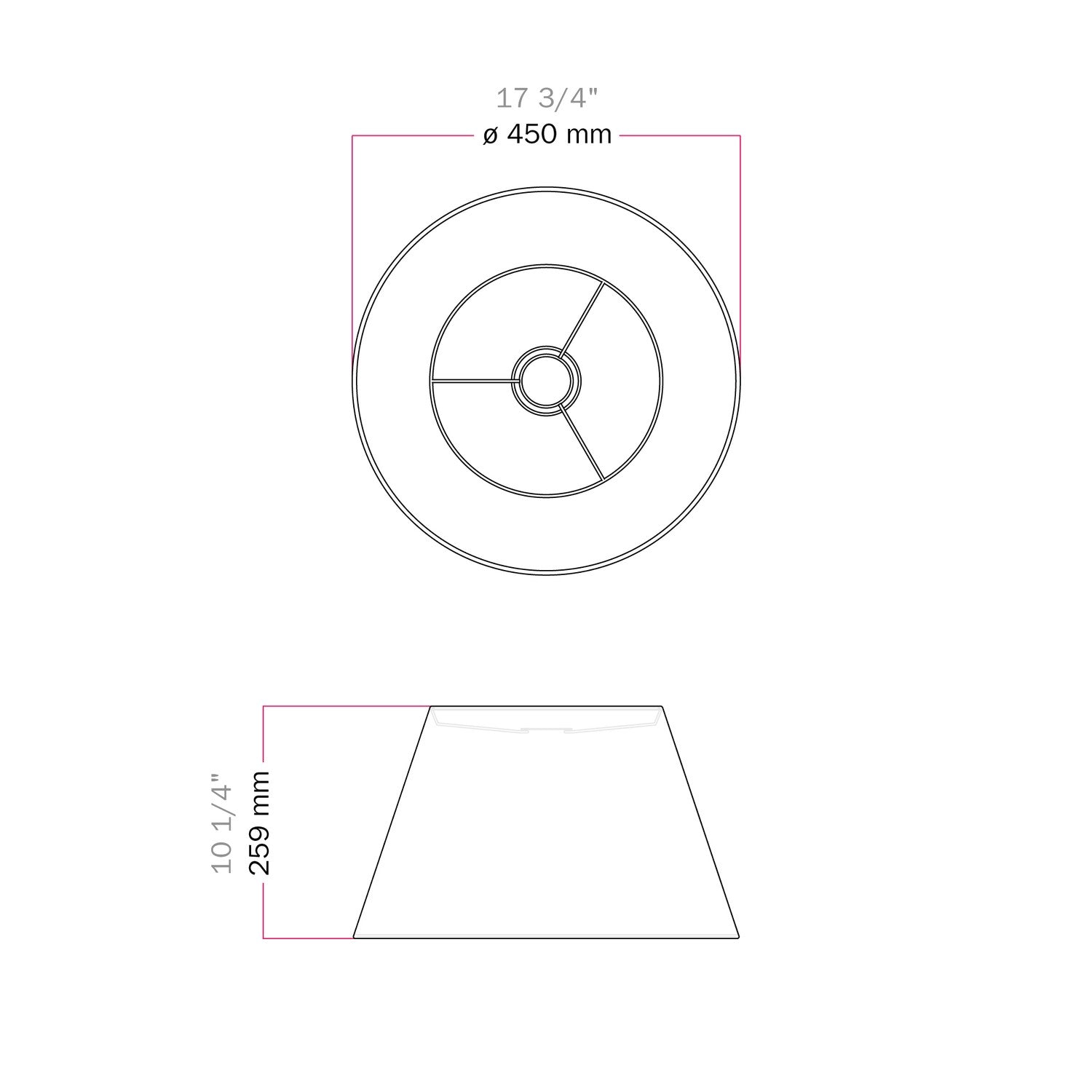Paralume Impero L per sospensione con attacco E27 - Made in Italy - Arenal Tortora