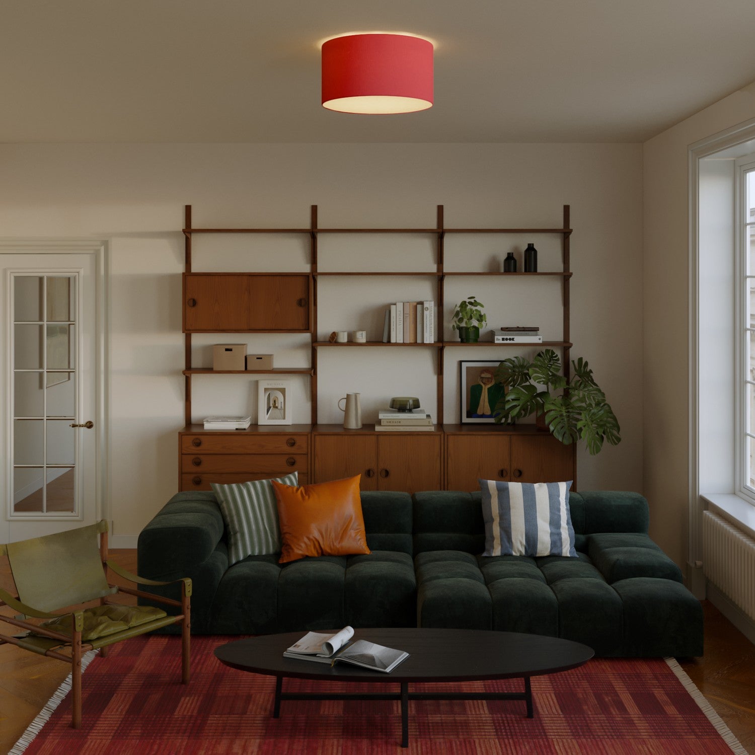 Plafoniera in tessuto Medium - Made in Italy - Teletta rossa