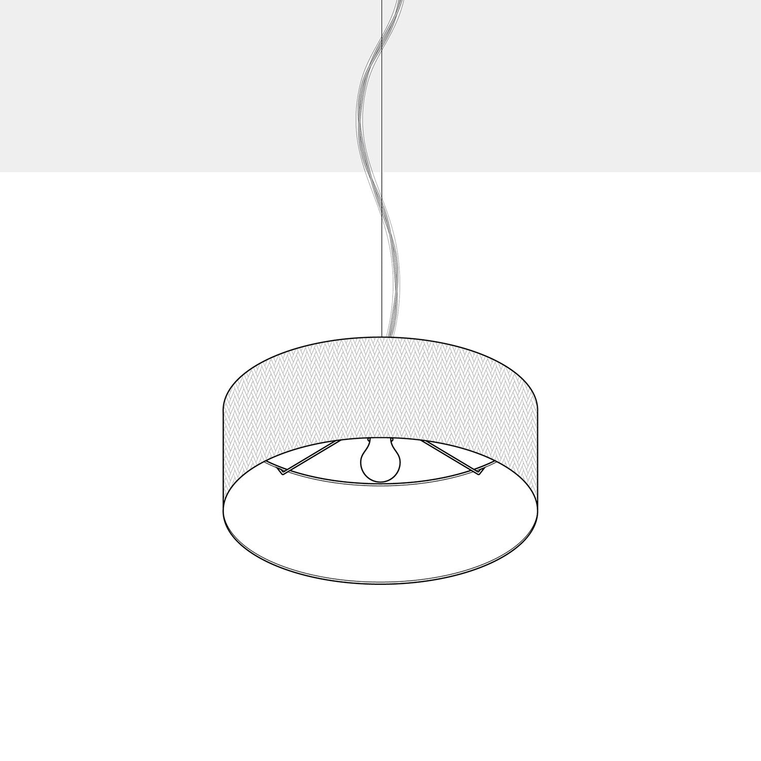 Lampada a sospensione con paralume in tessuto Cilindro Small - Made in Italy - Lana Marrone No