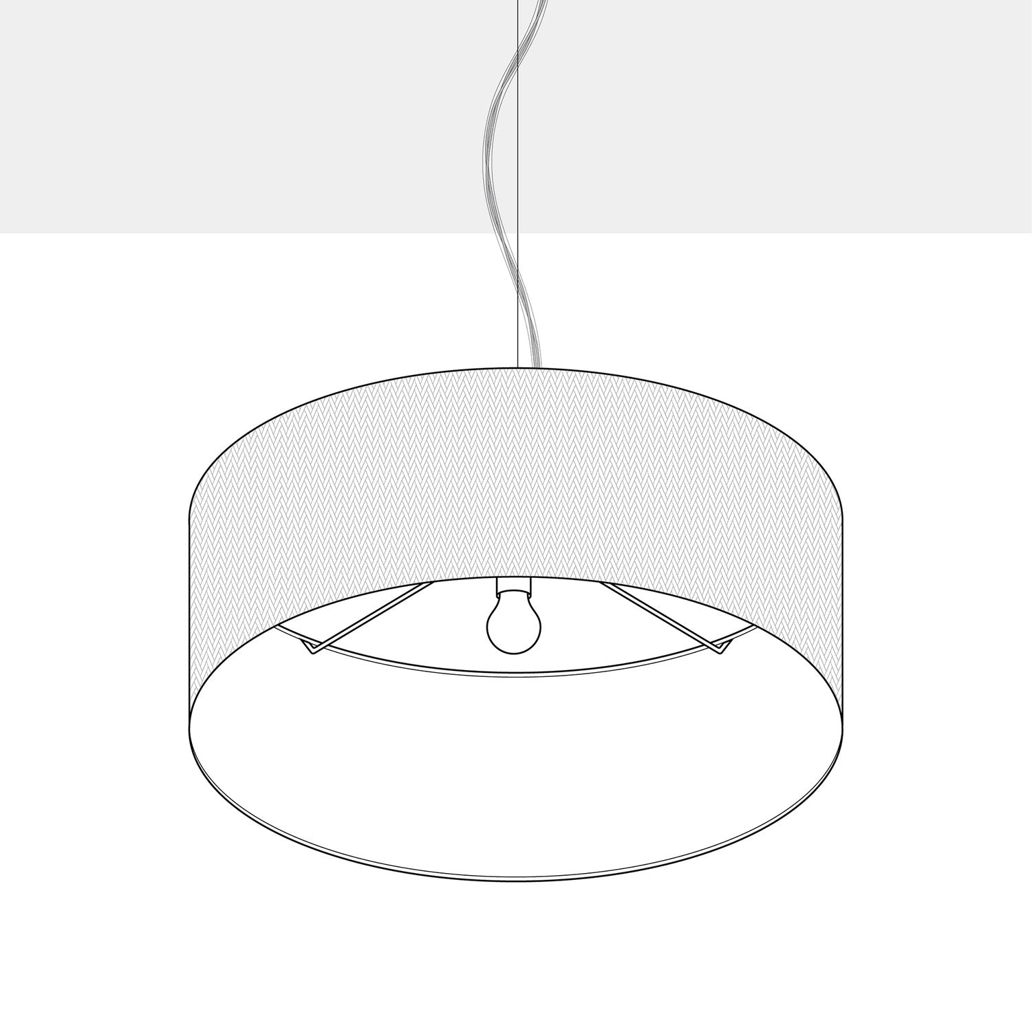 Lampada a sospensione con paralume in tessuto Cilindro Large - Made in Italy - Lana Grigio Chiaro No