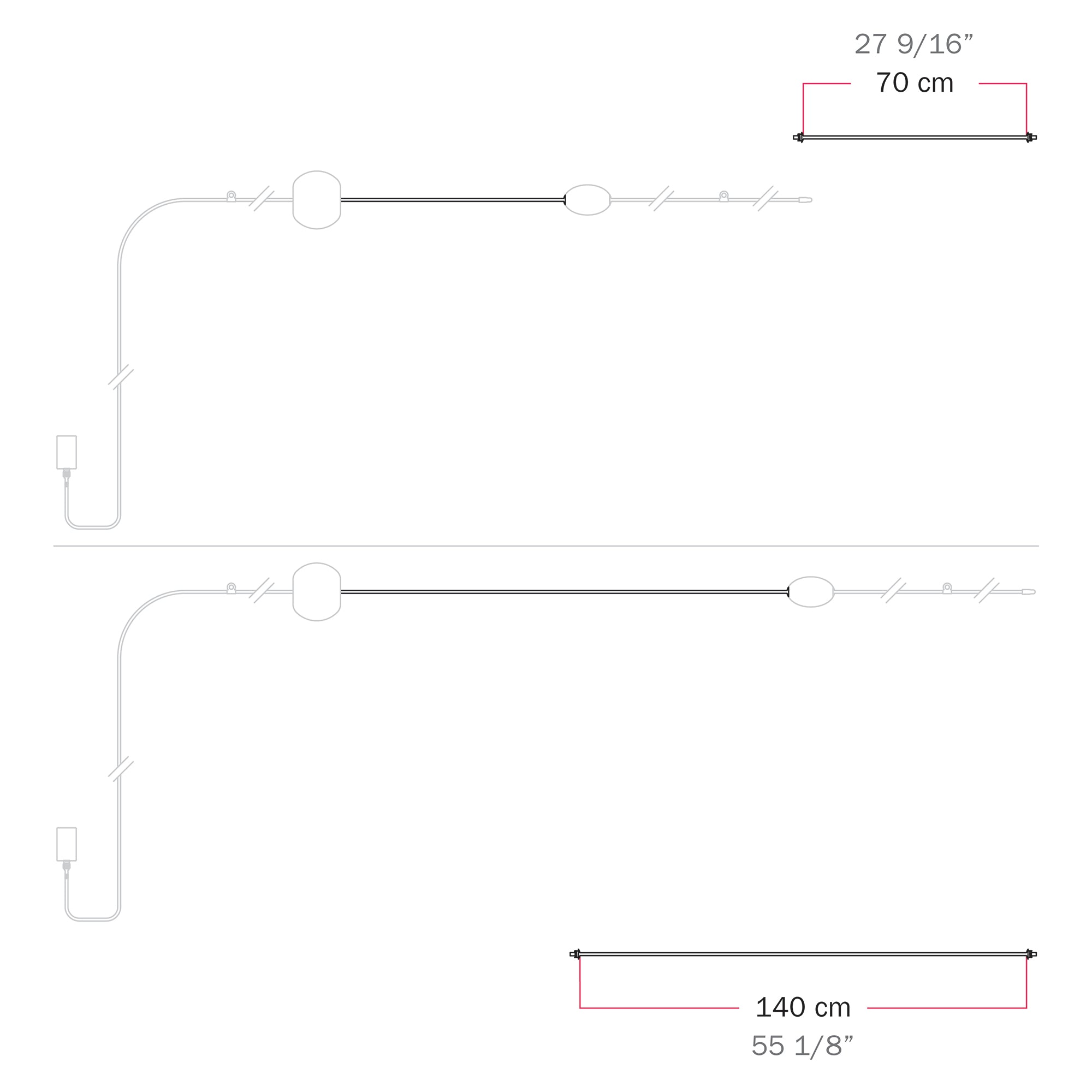 Cavo di connessione tra paralumi 70/140 cm (27 9/16" / 55 1/8") - Marina - Bianco sabbia 140 cm (55 1 8")