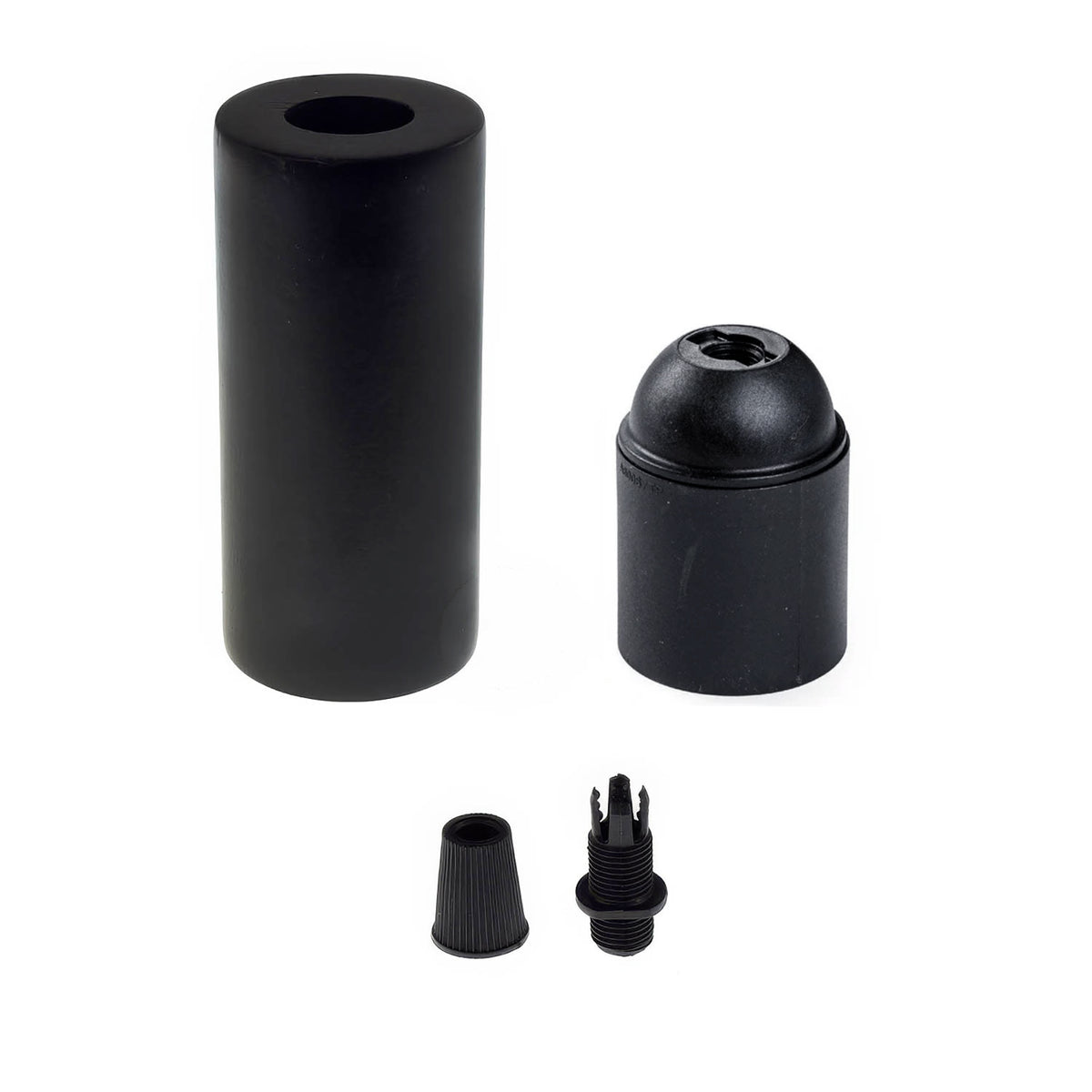 Kit portalampada E27 in legno per cordone 2XL - Nero