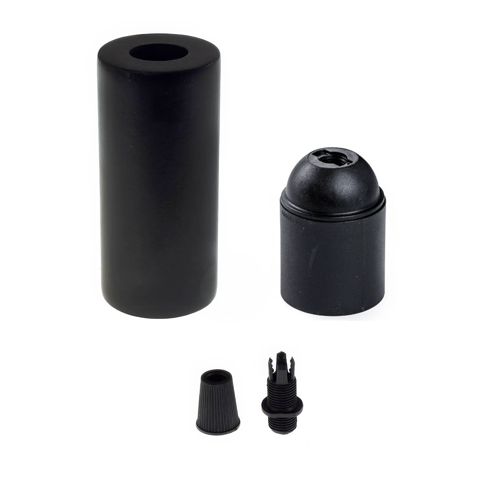 Kit portalampada E27 in legno per cordone 2XL - Nero