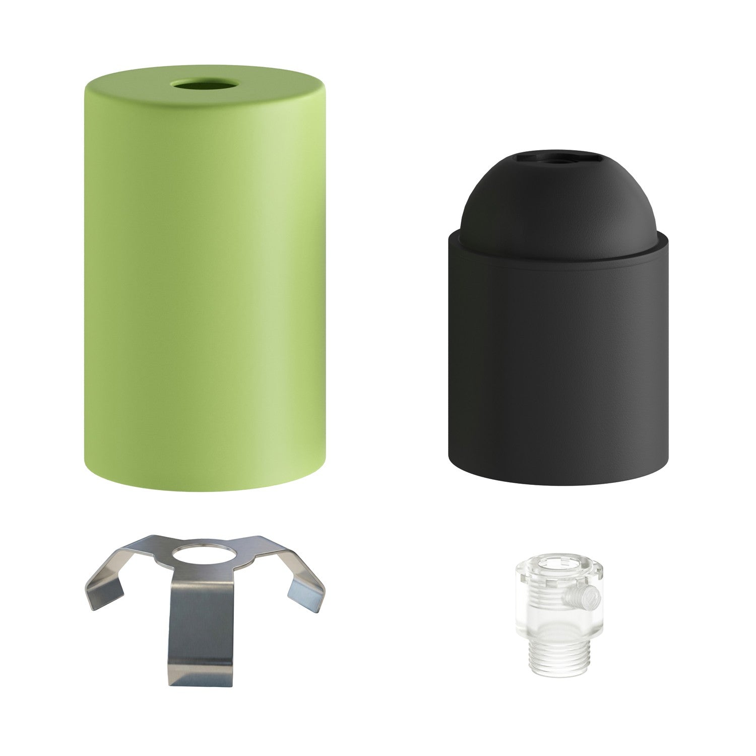 Kit portalampada E27 Pastel in metallo con serracavo nascosto - Verde prato