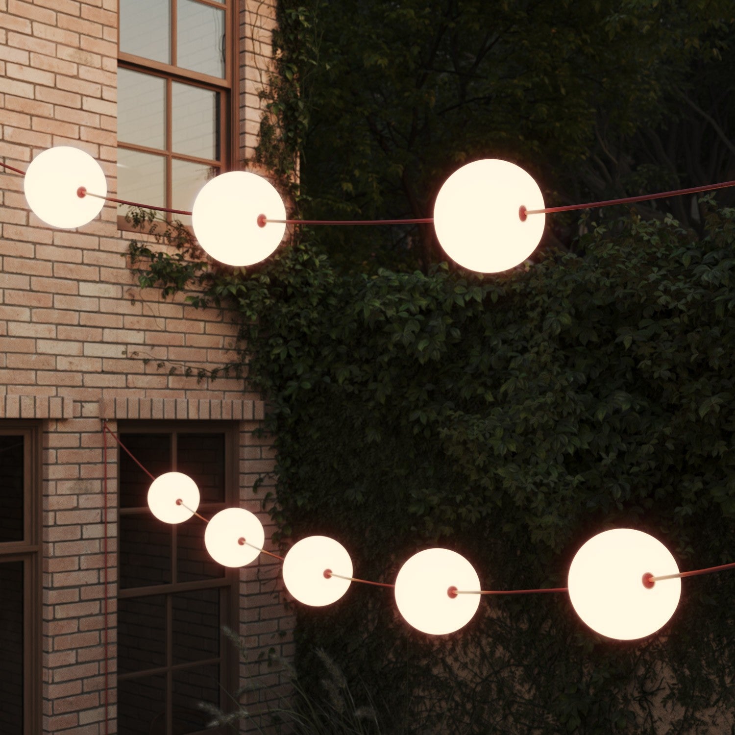 Catena luminosa 12 punti luce da esterno IP67 Rosso Stella Marina - Marina12 Cherry